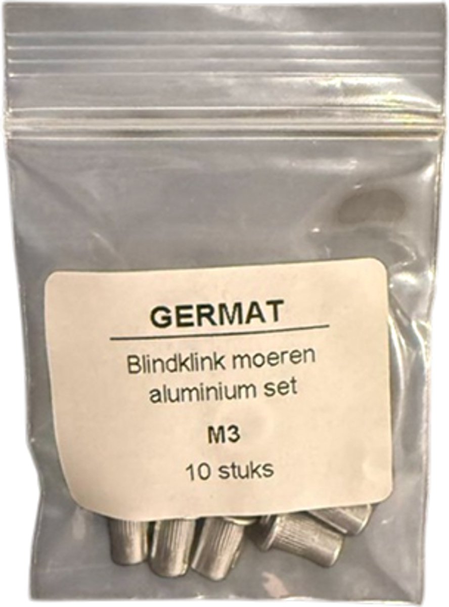 Germat Blindklinkmoeren M3 Aluminium – Popmoeren / Blindmoeren – 10 Stuks – Voor Dun Plaatmateriaal & Profielen – Professioneel