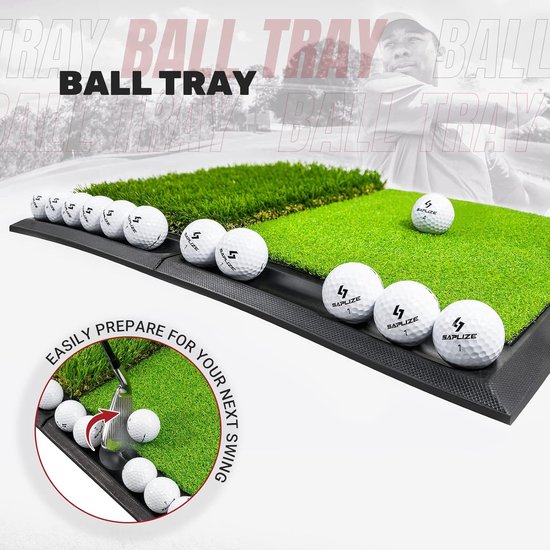Golfslagmat - Golfoefenmat - Grote Opvouwbare Golfmat - 3-in-1 Grasmat - Fairway, Rough & Tight Lie - Golf Training - Chipping, Putting & Driving - Draagbaar - Indoor & Outdoor - Golftrainer - Kunstgras - Golf Accessoires - 3 Grassoorten van Merkloos — afbeelding 3