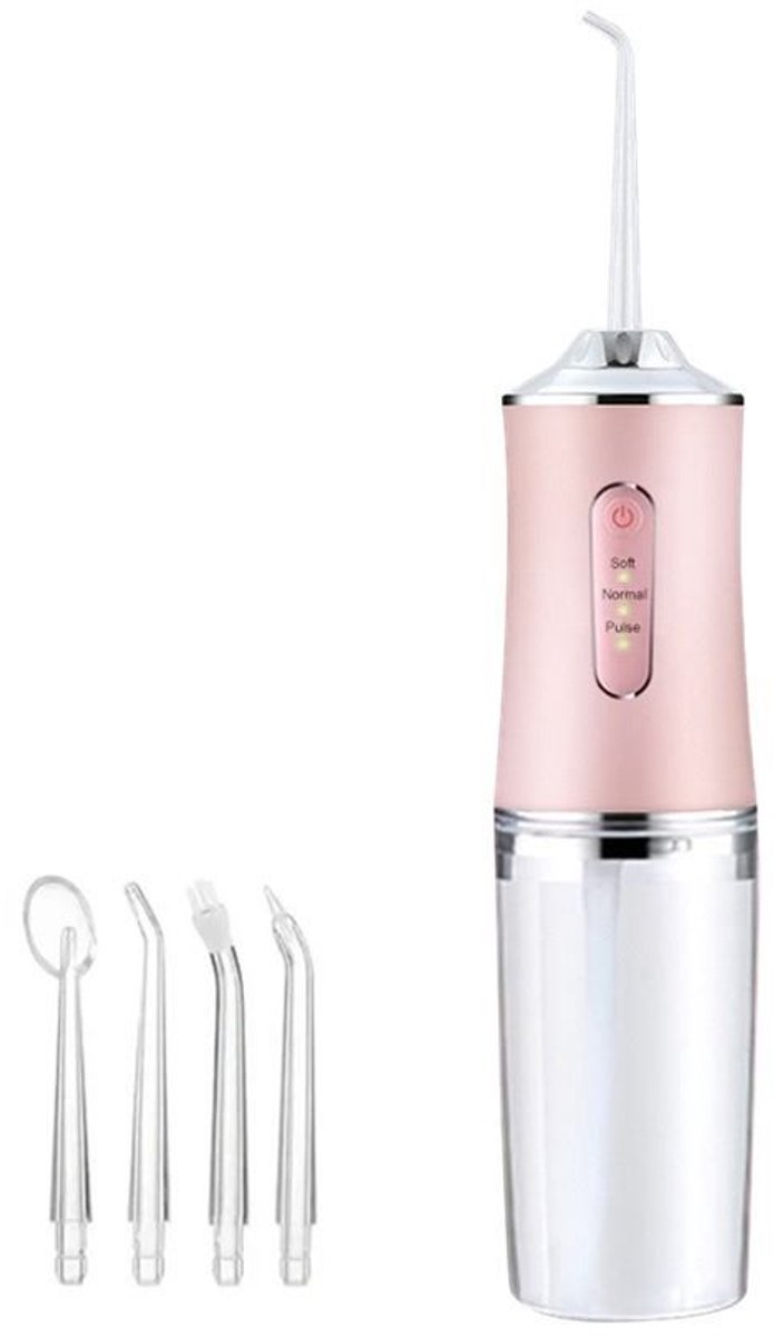 Waterflosser - Draagbare Tandenstoker - Monddouche 220 ml - Oplaadbaar via USB - 3 Standen - IPX7 Waterdicht - Roze