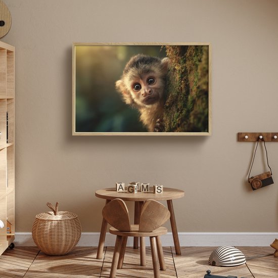 Nachtlampje 90x60 cm - Kinder lamp - Aap - Boomstronk - Bruin ...