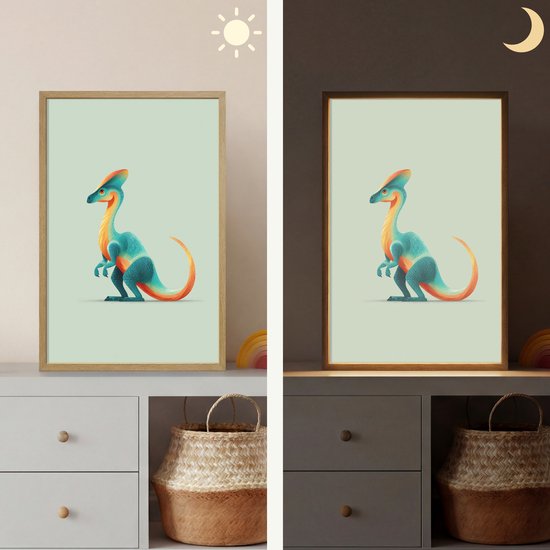 Nachtlampje 40x60 cm - Kinder lamp - Staart - Dino - Minimalistisch - Blauw - Tafellamp kinderkamer draadloos - Slaapkamer lampje - Bedlamp kinderen - Kinderlampje - Wandlamp babykamer - Nachtlampjes van Merkloos — afbeelding 4
