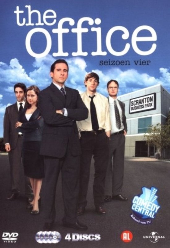 The Office seizoen vier DVD met de cast voor Scranton Business Park. Comedy Central.