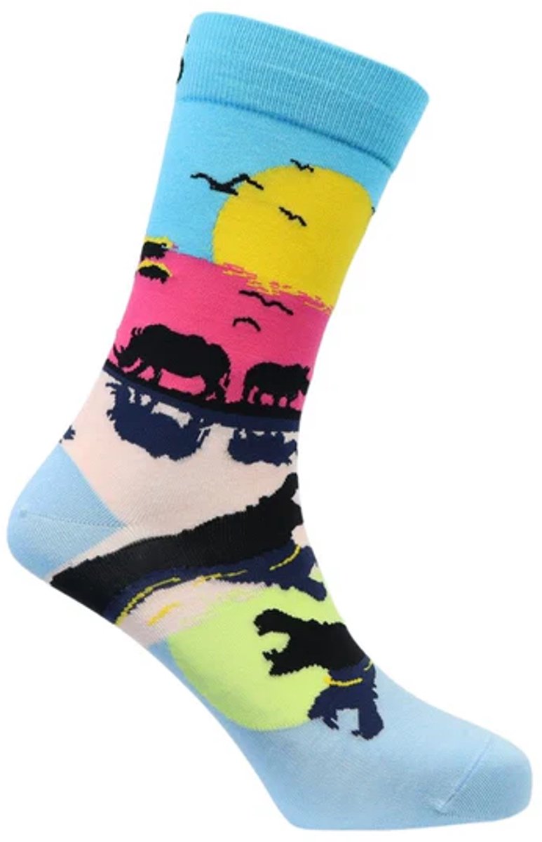 SEXY SOCKS Sunset Safari Sokken met grappig design natuurlijke bamboe gebreide sokken Verjaardag cadeautje Kerstcadeau Christmas Gift Funny Socks voor hem en haar sokken Volwassenen Leuk en Vrolijke sokken Dames & Heren unisex One Size Fits All