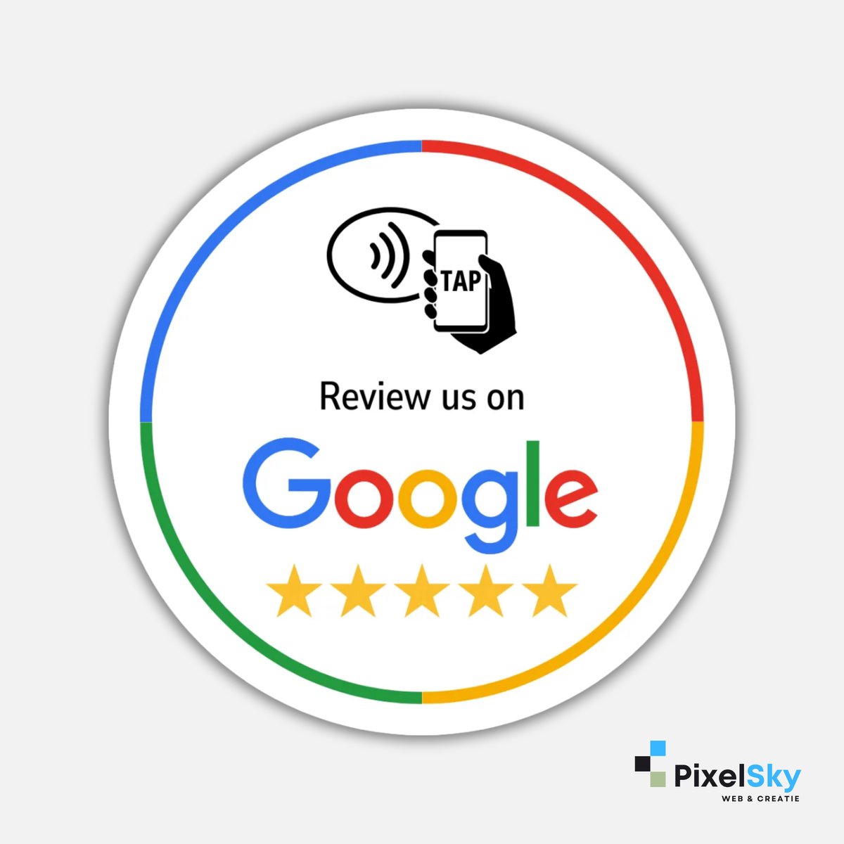 PixelSky - Google Review sticker - NFC - Engels - Wit