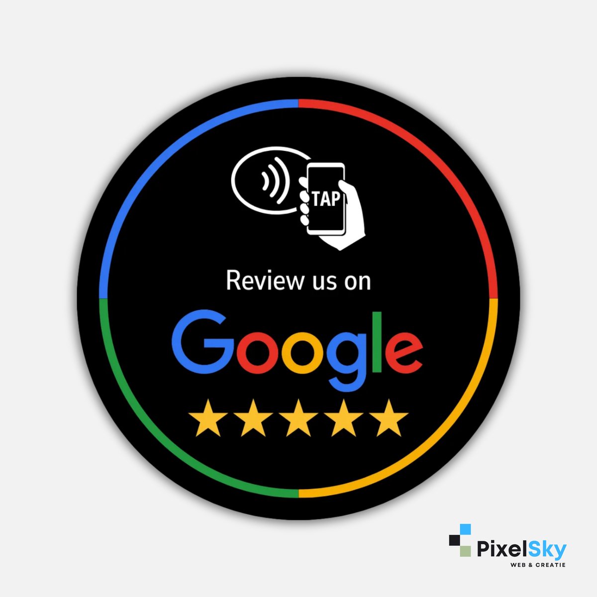 PixelSky - Google Review sticker - NFC - Engels - Zwart