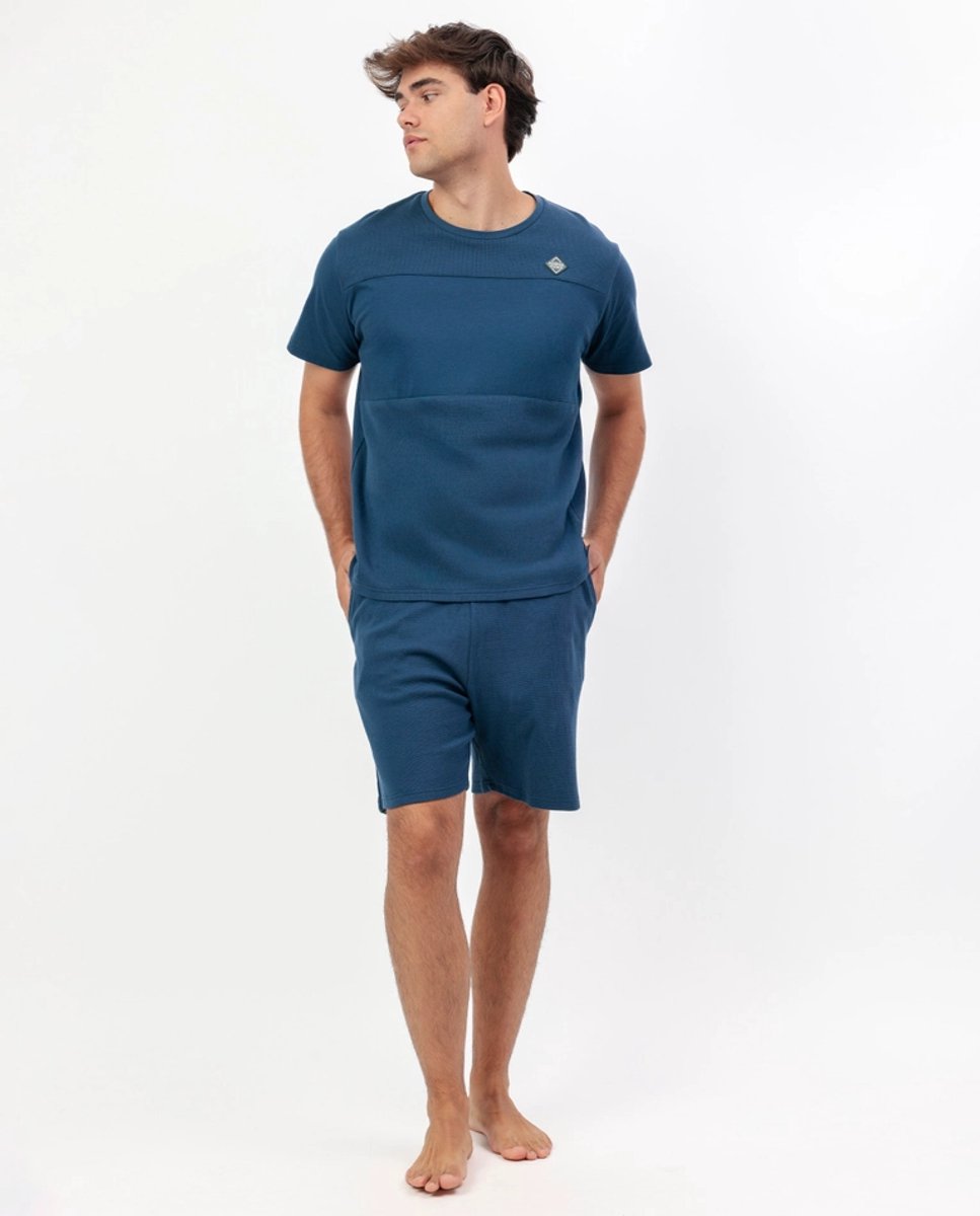 Admas Honey Comb Korte Pyjama Heren (Blauw)