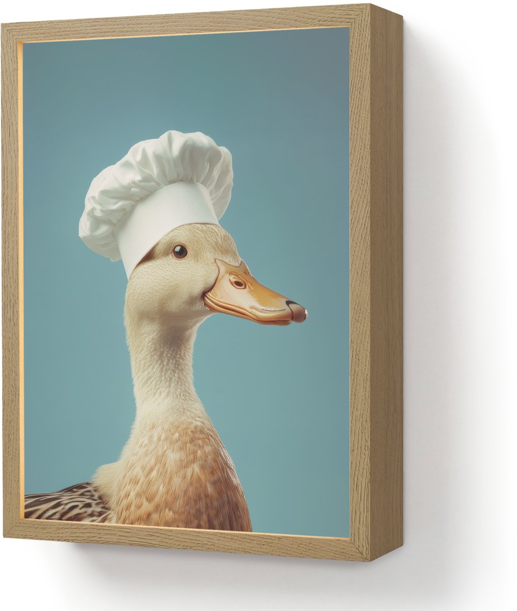 Wandlamp 30x40 cm - Oplaadbaar - Eend - Koksmuts - Cute - Vogel - Wandlampen binnen woonka