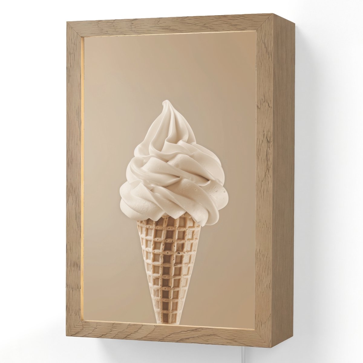 Wandlamp 20x30 cm - Oplaadbaar - IJs - Softijs - Romig - Hoorntje - Beige - Wandlampen bin