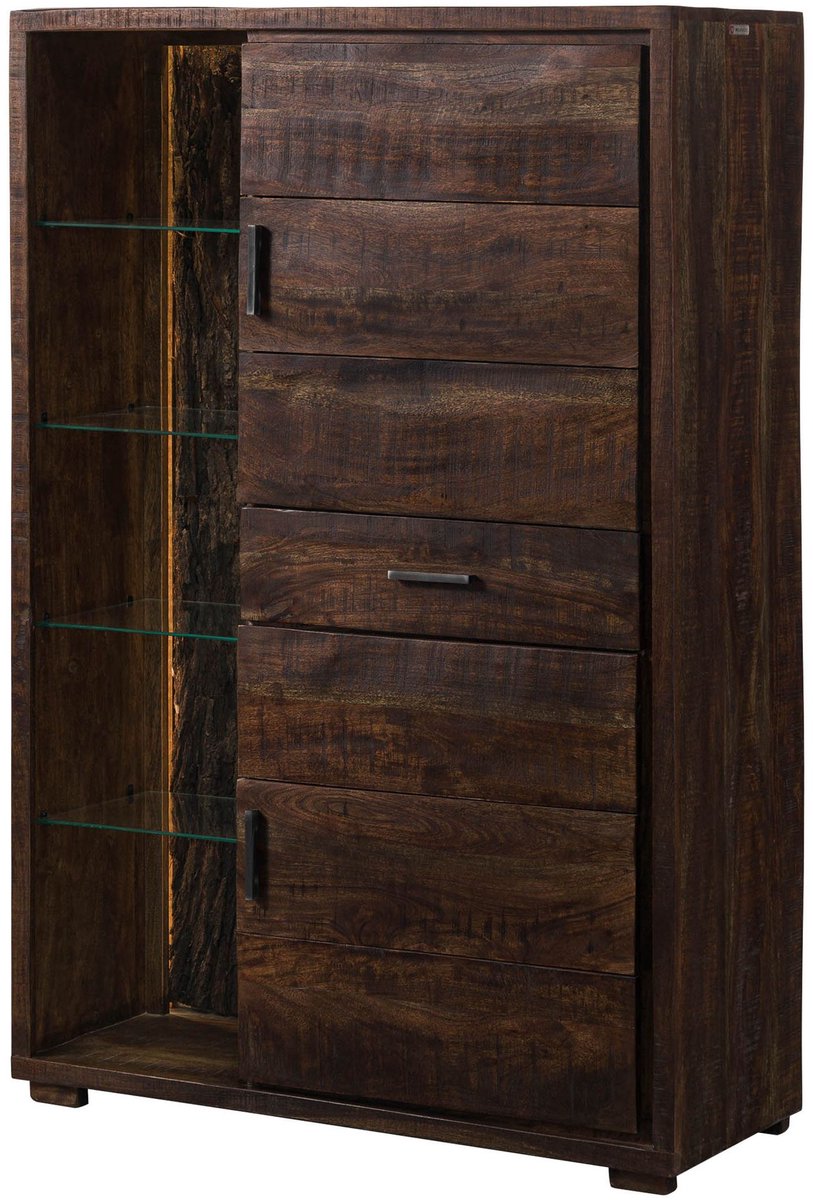 MASSIVMOEBEL24.DE highboard BARK #206 donkerbruin 100 x 150 x 40 cm