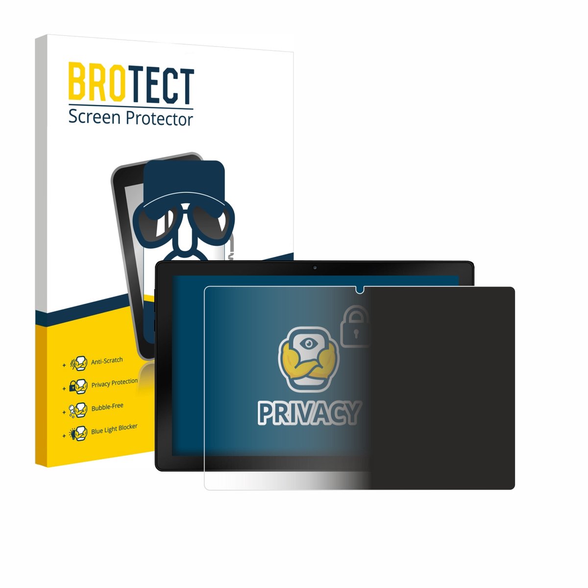 BROTECT - privacy screenprotector voor Wqplo WPLA10 - Folie Beschermfolie Blauwlichtfilter