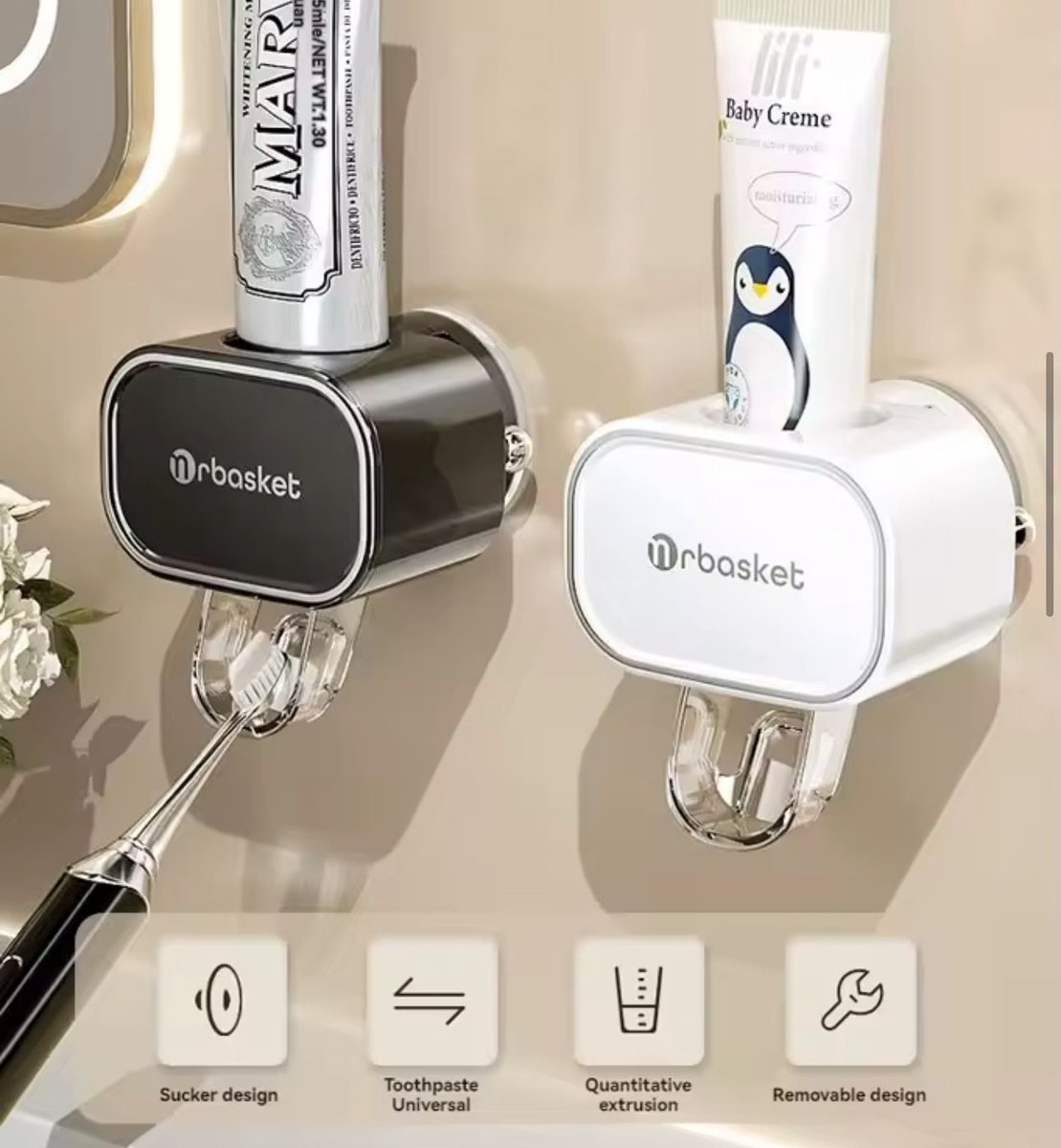 Automatische Tandpastadispenser met Zuignap – Zonder Boren – Wandmontage – Hygiënisch Doseersysteem – Wit
