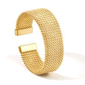 Bold Mesh Bangle Armband - Goudkleurig | 6,5 x 2,2 cm | Stainless Steel | Fashion Favorite