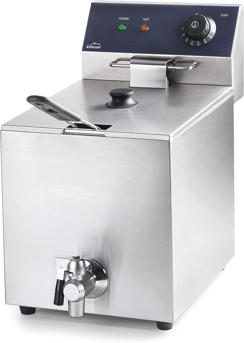 Professionele elektrische friteuse met kraan en 3250 W vermogen - 8 liter roestvrij staal