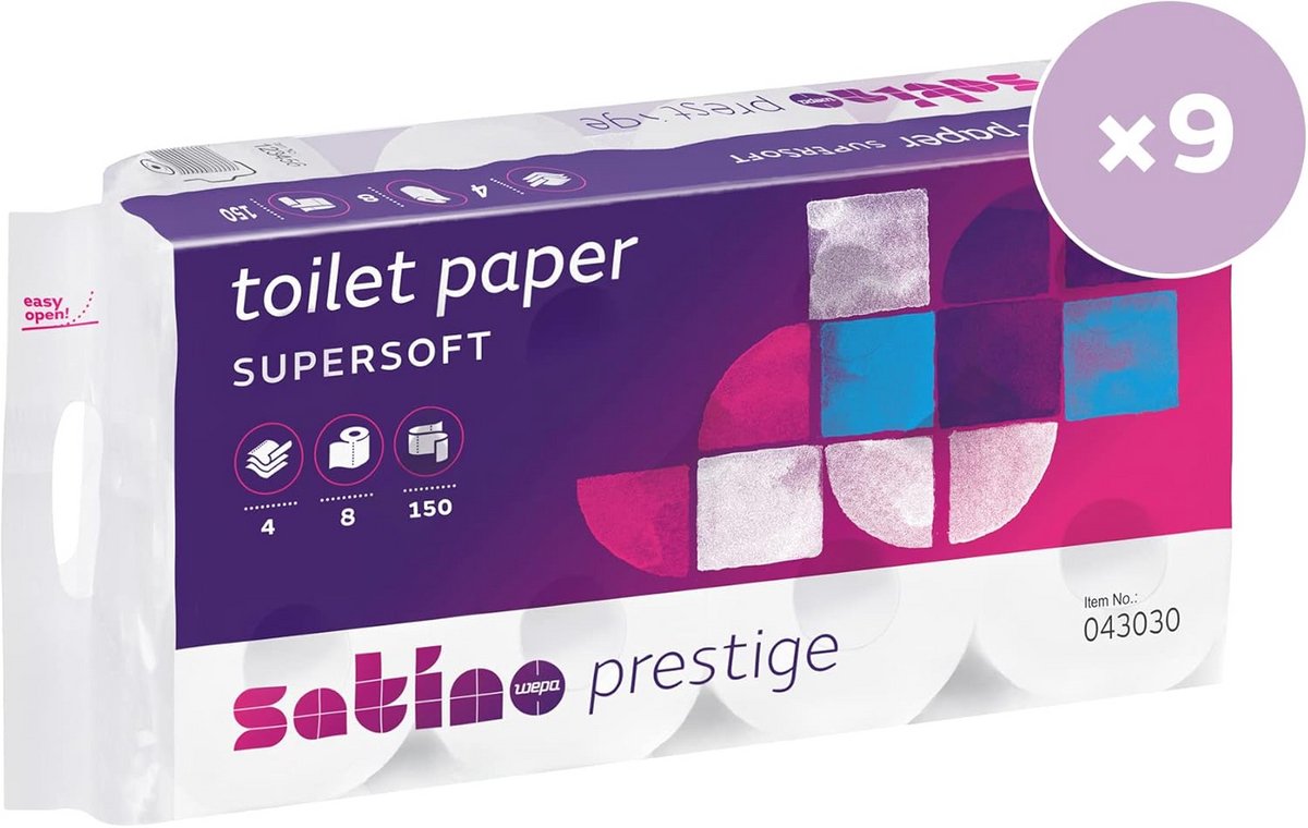 Toiletpapier 4 laags - 150 vel - 9 x 8 rollen
