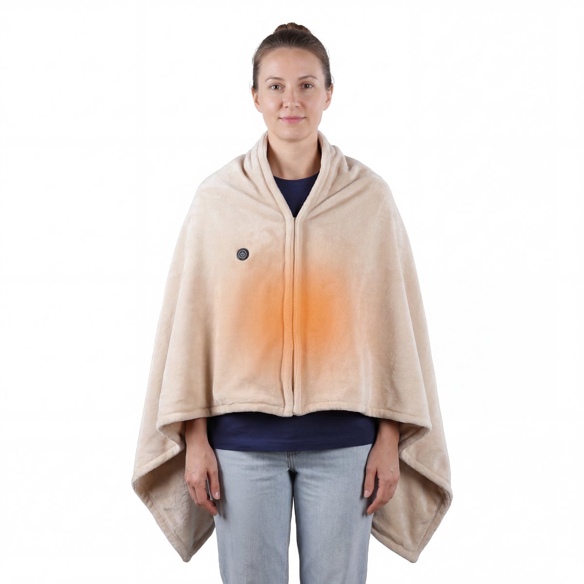 Hoodie Deken 25-40°C - Fleece 150x80cm - 3 Standen - Warmtedeken - Verwarmde Hoodie Dames en Heren - Beige - Silvergear – foto 5