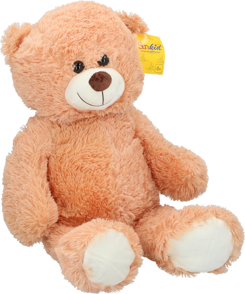 Sunkid pluche knuffelbeer zittend - zacht knuffeldier voor kinderen en volwassenen - 43,5 cm hoog - lichtbruin en wit - gemaakt van polyester - geschikt vanaf 1 jaar - 2 jaar fabrieksgarantie