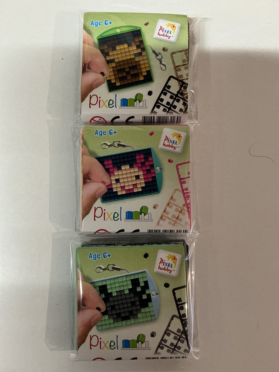 SET 3 PIXELHOBBY MEDAILLONS CAPIBARA-ALIEN ROOS-ALIEN BLAUW