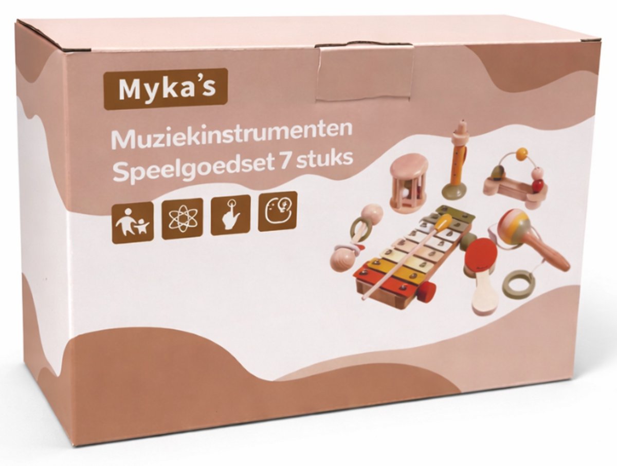 Montessori Speelgoed - Speelgoed 1 Jaar - Muziek Speelgoed - Houten Speelgoed - Baby Speelgoed - Myka's 7 Stuks — afbeelding 6