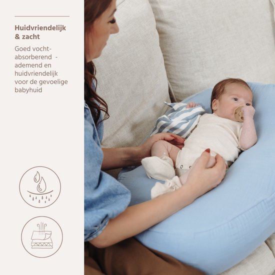 Meyco Baby Uni Relaxhoes Voor Voedingskussen - Pre-washed Hydrofiel - Jeans Blue van Merkloos — afbeelding 4