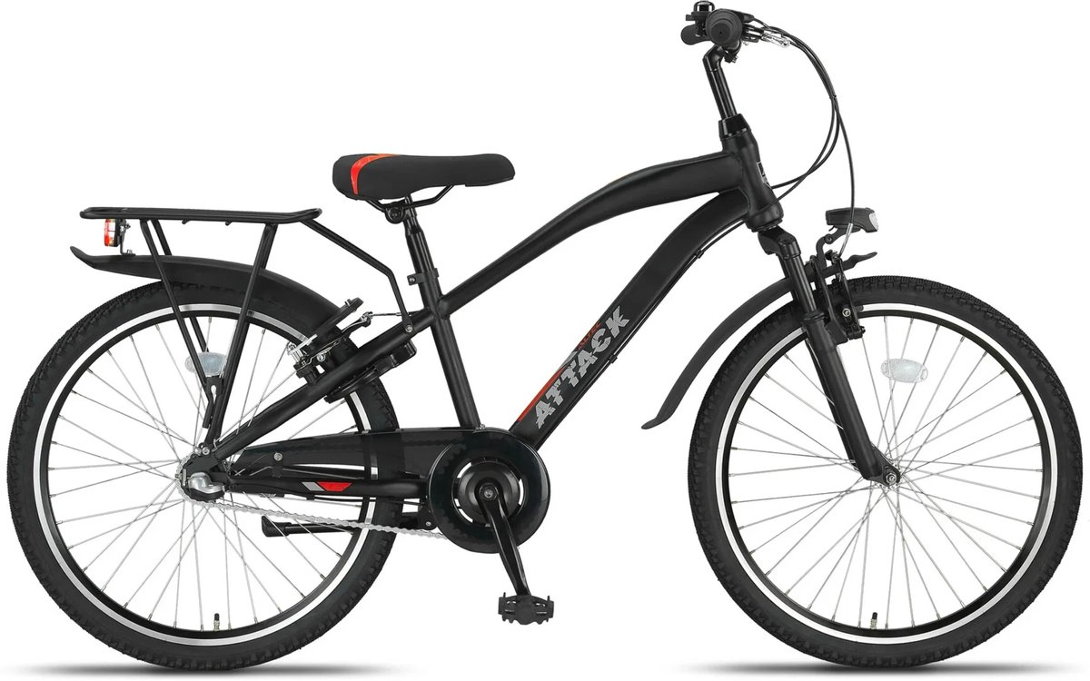 Altec Attack - Allroad Kinderfiets - Jongensfiets - Mountainbike - 24 inch - 3 versnellingen - Zwart