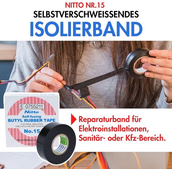 Vulkaniserende tape - 19mm x 5m Zelf vulkaniserende Tape -Nitto van Nitto — afbeelding 3