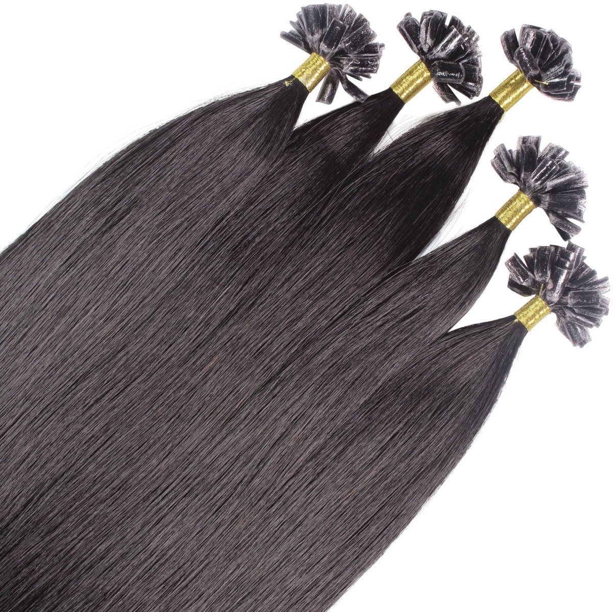 hair2heart Premium Extensions Echt haar Bondings glad - 25 strengen 1 g 60 cm 4/0 middenbruin