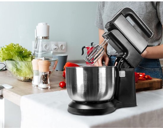 Nexvo® Mixer met Mengkom - Keukenmachine - Deegmixer - Inclusief Deeghaak en Garde - Zwart - 26cm x 40cm x 45cm van Nexvo — afbeelding 4