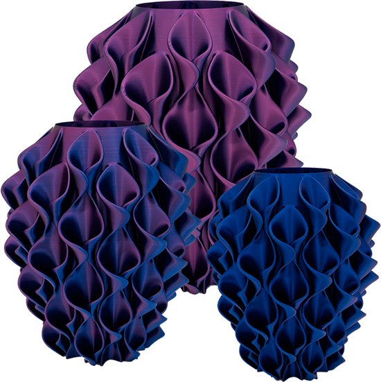 Bluma - Blauw / Paars - 25CM - vase imprimée en 3D - PLA durable - Convient pour les fleurs artificielles