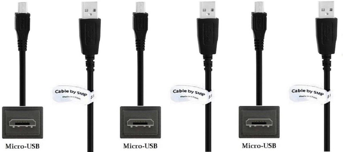 3 stuks OneOne 1,8m Micro USB kabel. Stevige laadkabel. Oplaadkabel snoer past op past op Samsung Galaxy Instinct, Mega, Metro, Neo, Omnia, Pocket, Rex, Star, Note, Note 2, Note 3 Note 4, Note 5, Note 8.0, Note Edge, NotePro 12.2