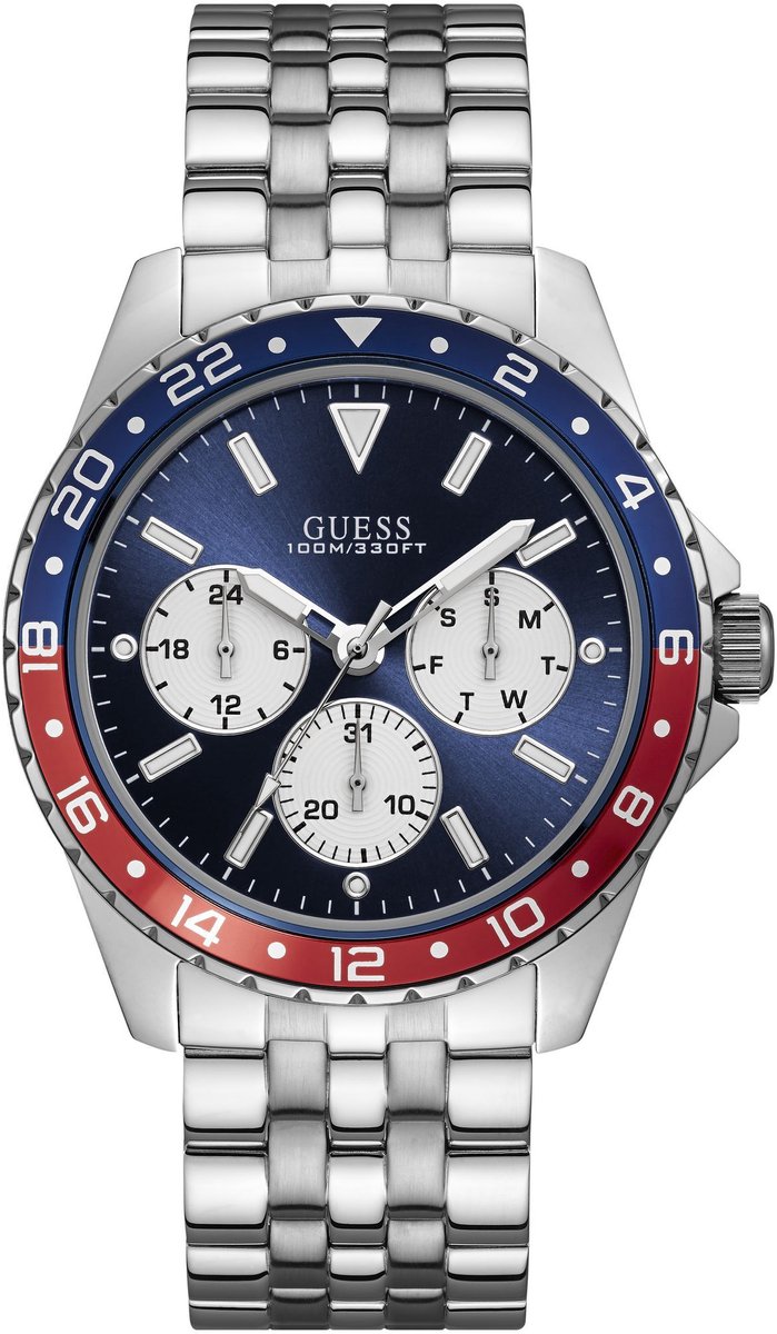 Guess Odyssey Quartz Analoog Horloge Silver Tone Behuizing: 100% Roestvrij Staal| Armband: Roestvrij Staal 44 mm U1107G2M