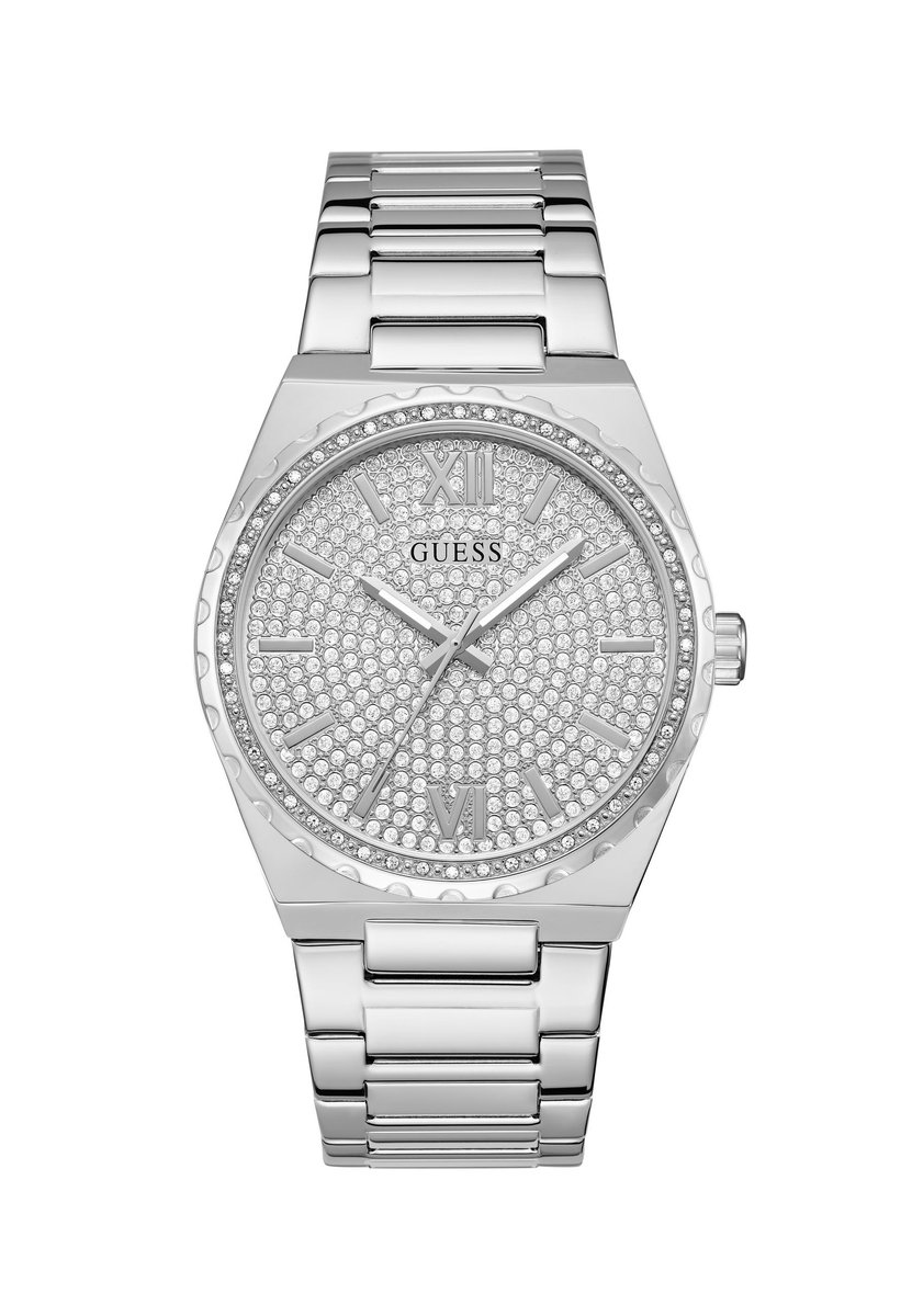 Guess Beacon Quartz Analoog Horloge Silver Tone Behuizing: 100% Roestvrij Staal| Armband: Roestvrij Staal 42 mm U1449G1M