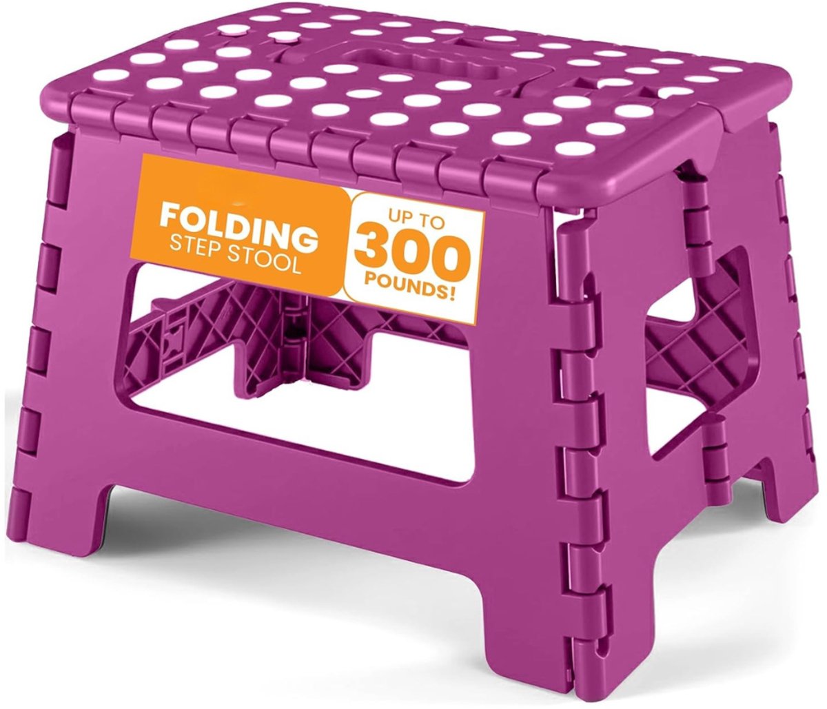 Imperatoris Opvouwbare Kruk - Opvouwbare Stoel - Inklapbare Kruk - Campingstoel - Visstoel - Kunststof - 22,86 cm Hoog - 136 kg Draagkracht - Paars - van Imperatoris