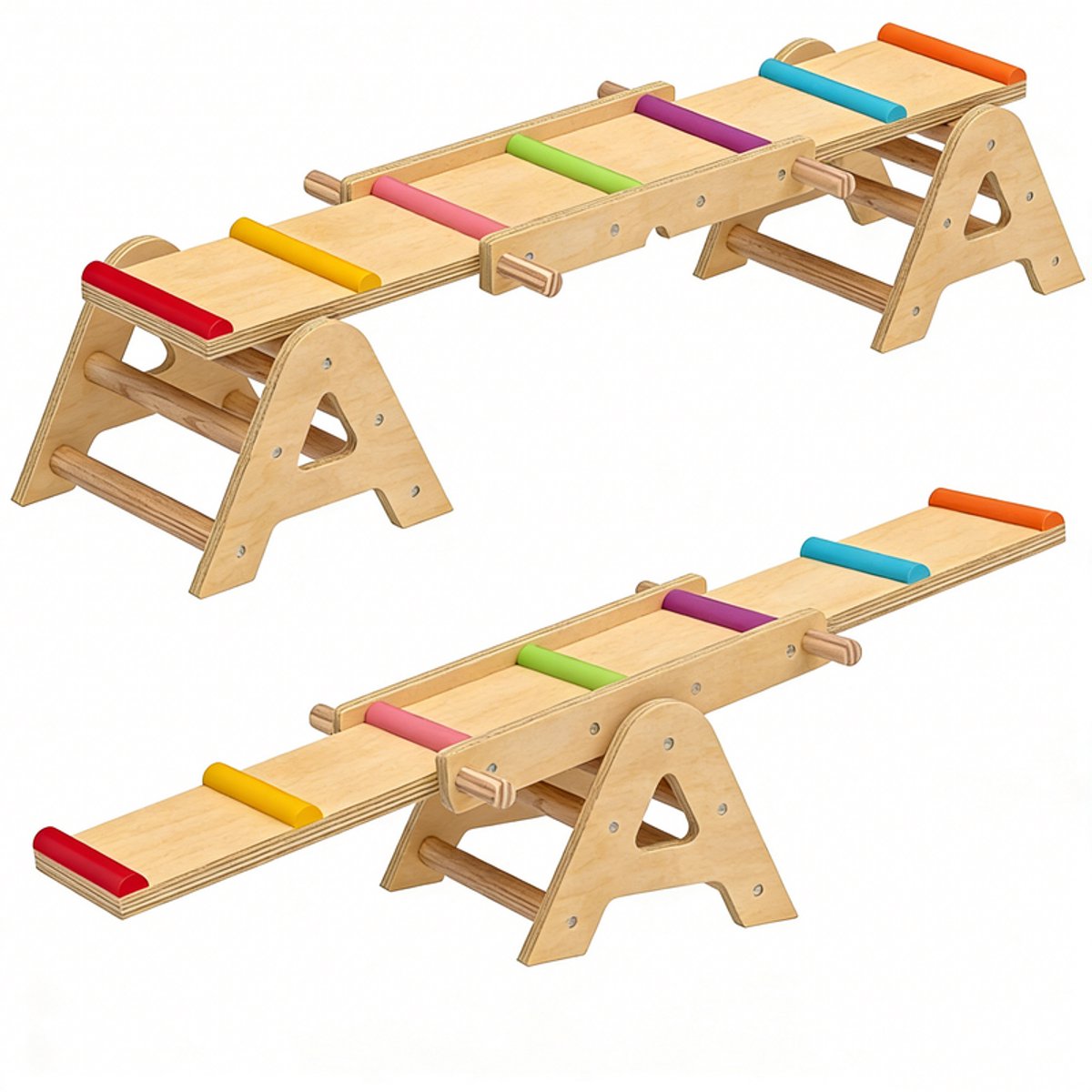 2-in-1 Kids Klimrek - Montessori Klimrek - Ontworpen in Nederland - Speelgoed - 133 x 38 x 24 cm - Natuurlijk