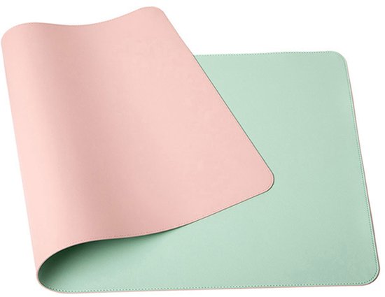 Tapis de Bureau PU Étanche (60x30 cm) - Double Face à Utiliser - Protection Pour Ordinateur Portable Et Bureau - Idéal Pour Le Télétravail Et Le Bureau - Choix Entre Rose Ou Vert Clair
