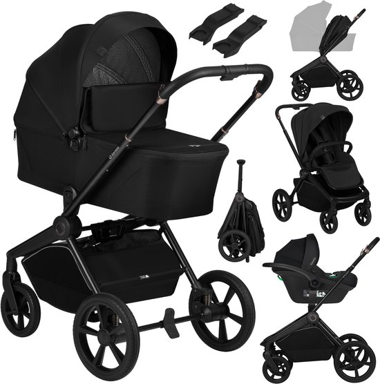 Lionelo Freya 3in1 Kinderwagen Set – Reiswieg, Wandelwagen & Astrid i-Size Autostoel (40–87 cm) –Premium - Vanaf Geboorte tot 22 kg – PU-Wielen met Vering – Omkeerbare Zitting – UPF50+ Kap