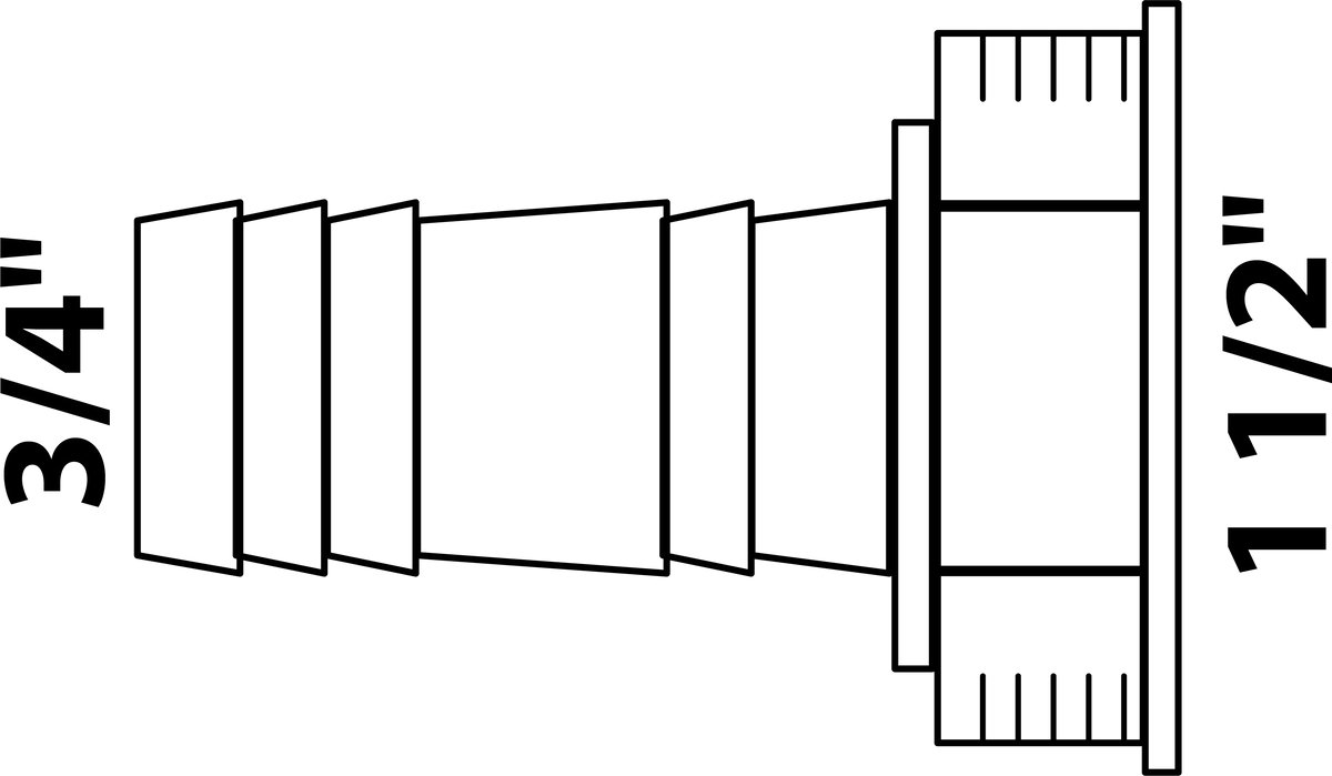 KIRCHHOFF KS toestelaansluiting, wit, 1 1/2"BI x 3/4"T, voor sifon voor wasmachine