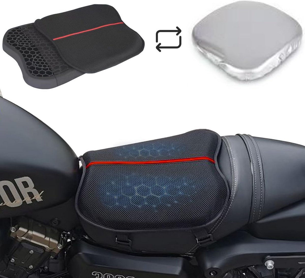 Motorzadelkussen voor motorfiets met schokdemping en warmte-isolatie
