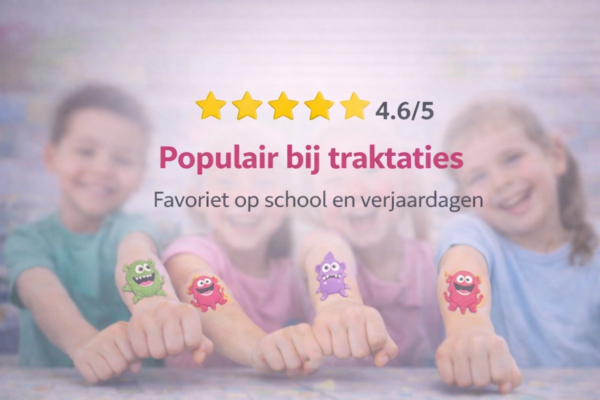 Isa's Friends® - Tattoo's kinderen 96 stuks - Uitdeelcadeau Monsters - Traktatie - Tijdelijke tattoo - Plak tattoo's - Uitdeelcadeautjes voor Kinderen — afbeelding 8