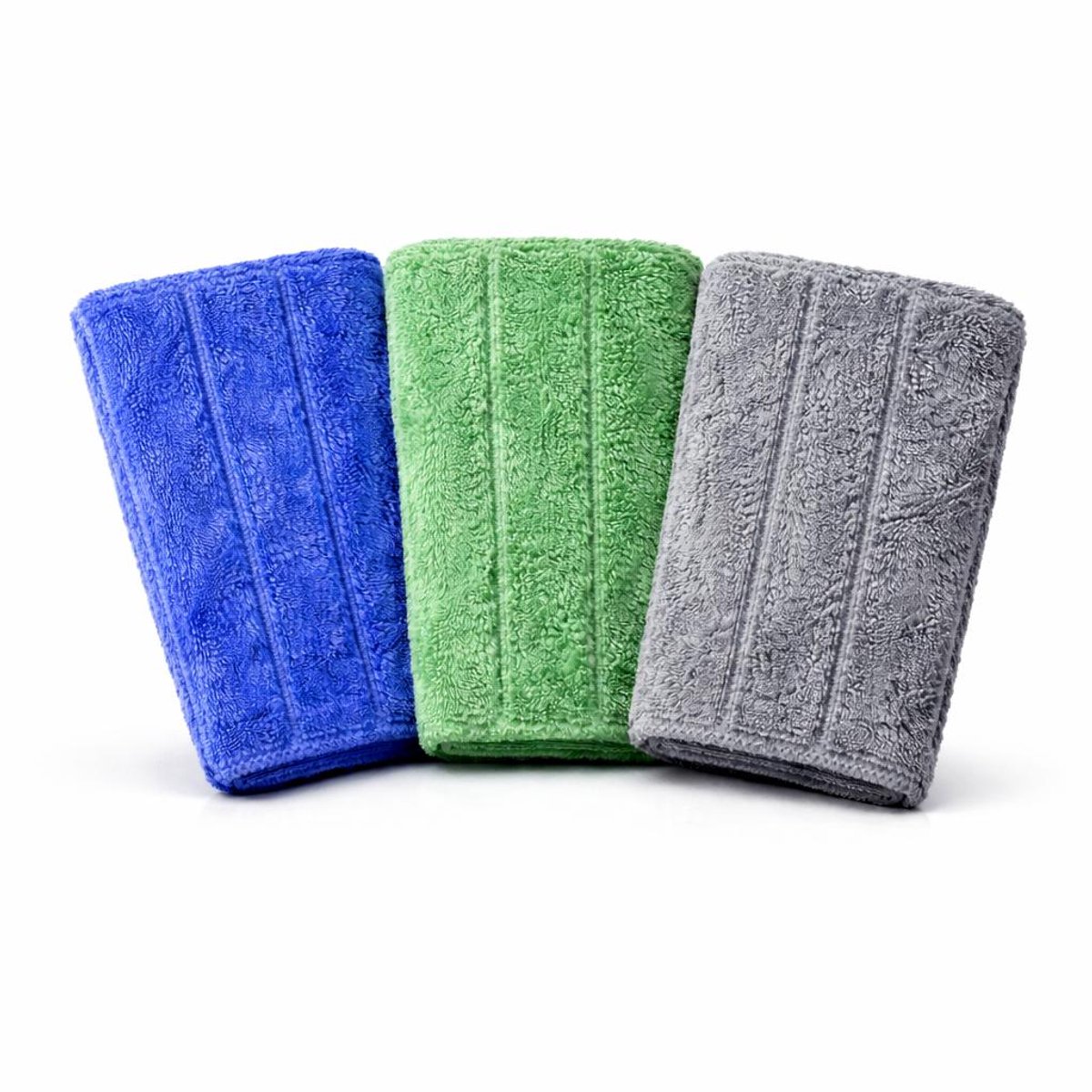 3x/NanoPro Glover/MicrovezelHandschoen/Schoonmaakdoek/Grijs/Groen/Blauw/24x18cm