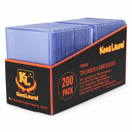 200 Pack Premium Toploaders en Card Sleeves - 100x Toploaders en 100x Sleeves - Geschikt voor Binder en Trading Cards - KeesLaurel