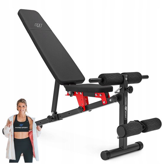 Marbo Sport - Fitnessbank - Workout Bench - MH-L111 2.0 - Halterbank voor krachttraining - Thuisgym en Home Gym - Max. 200 kg - Zwart-rood