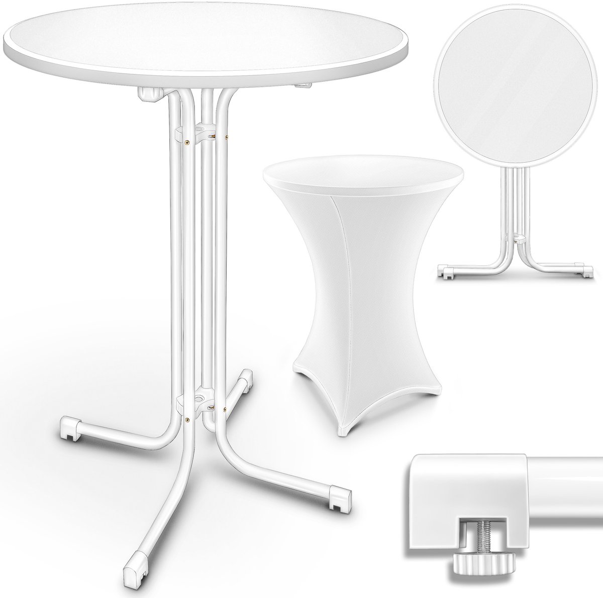 tillvex® Gastro statafel, inklapbaar, diameter 70 cm, met hoes, bistrotafel, klaar gemonteerd, klaptafel, rond, weerbestendige partytafel, tuintafel, binnen en buiten