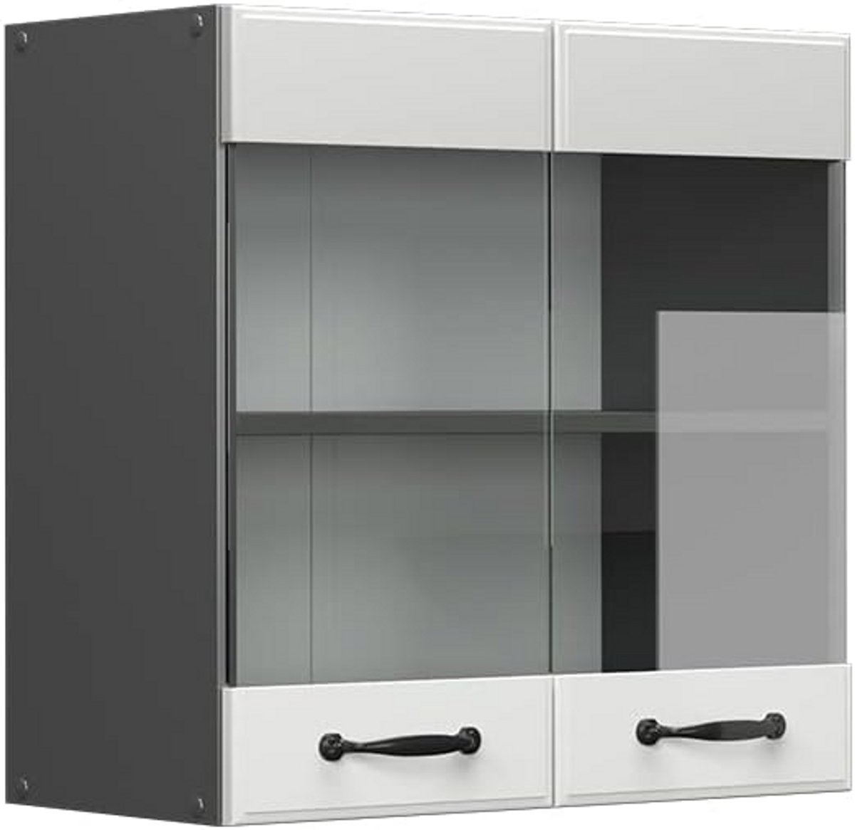 Wandkeukenkast met Glasdeur 60 cm Landelijke Stijl Wit/Antraciet