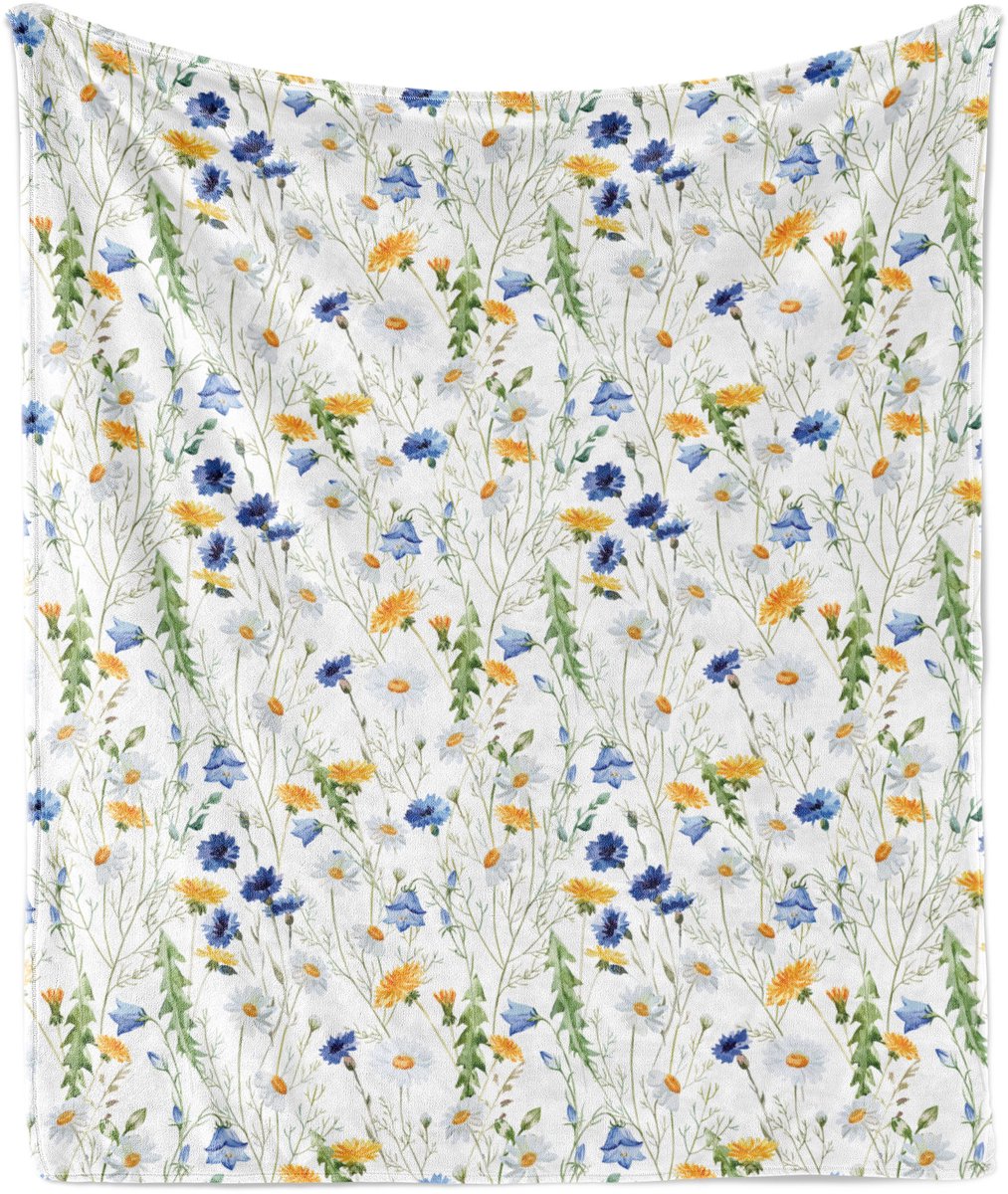 New Bed Natuur Klaprozen Margrieten Platteland Zachte Flanellen Fleece Deken, 152 cm x 127 cm