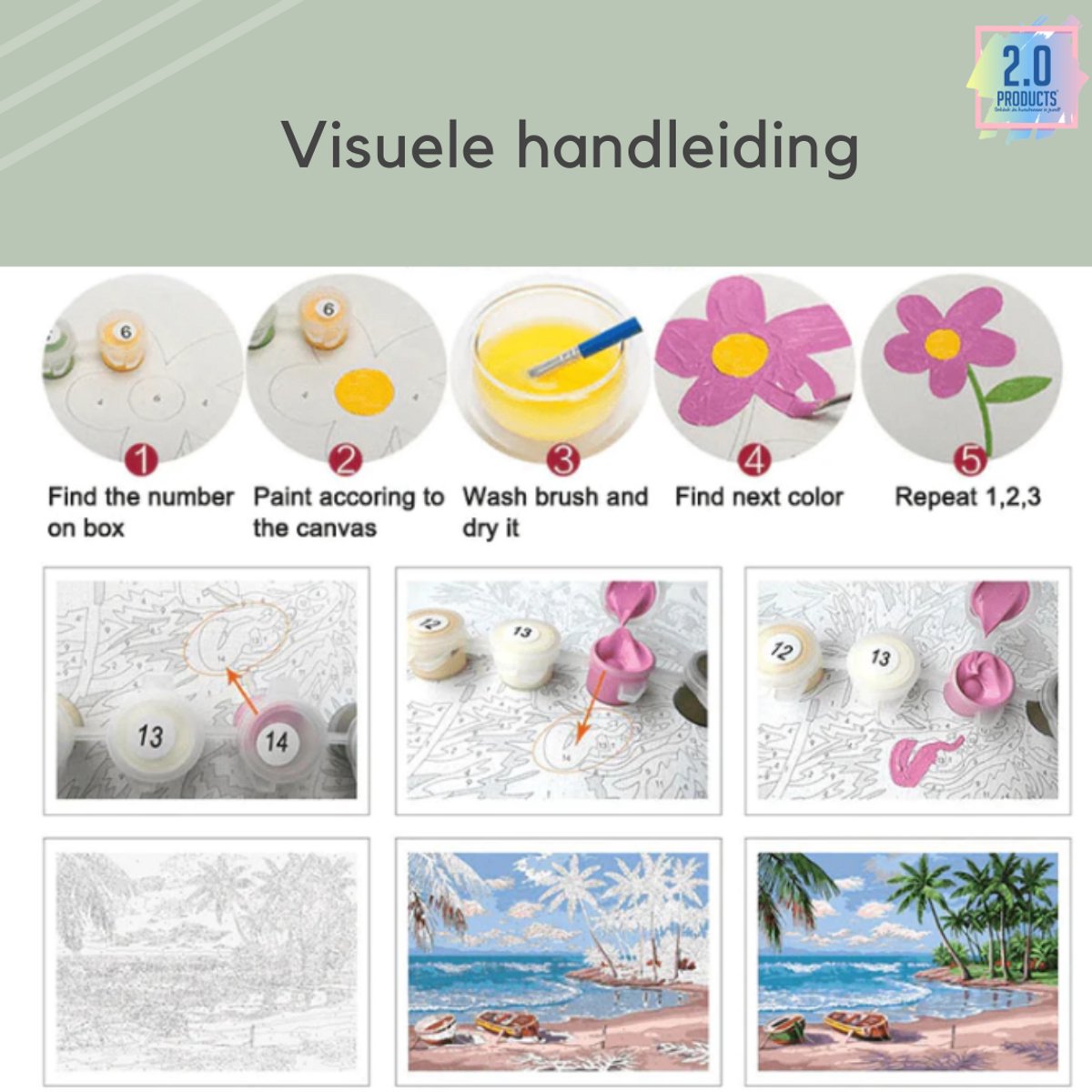 2.0 Products - Bloemen - Schilderen op nummer volwassenen - Paint by number - 40 x 50 CM – Vaas – Rood - Paars — afbeelding 4