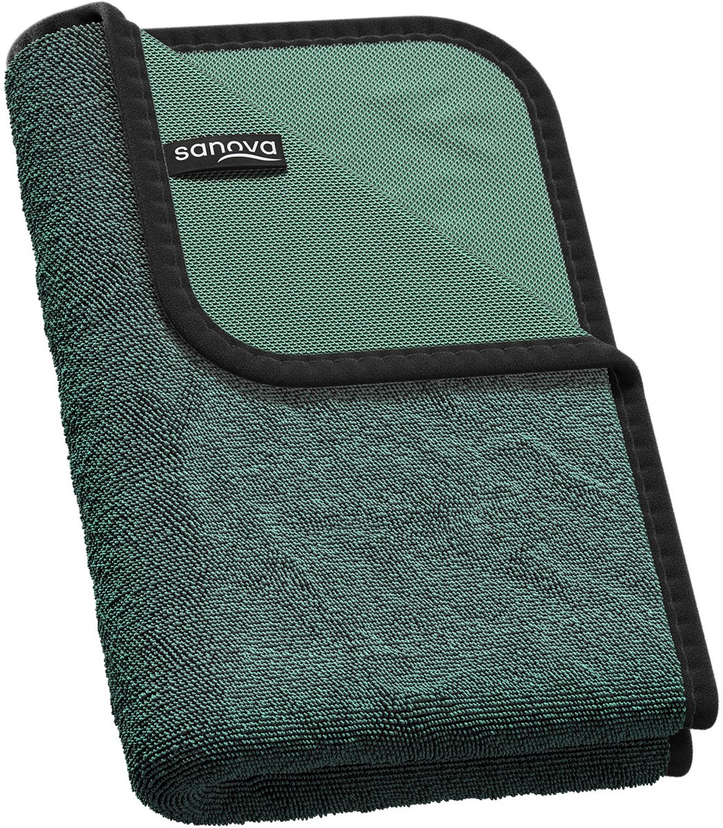 Sanova Droogdoek Badkamer - Gedraaide microvezel structuur - 40x60 cm - 800 ml absorberend vermogen - Groen