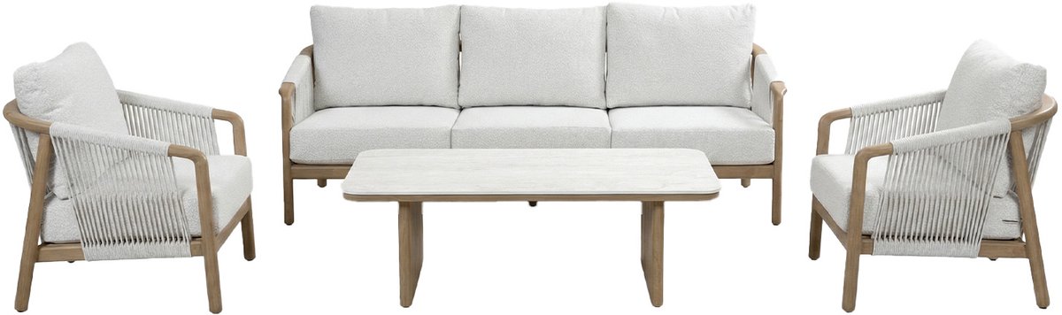 Stoel-Bank loungeset Murcia | 4-delig | Wood look & Stone
