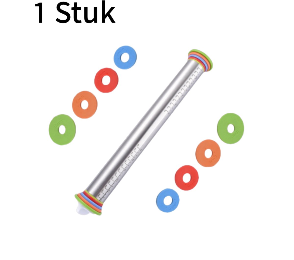 Deegroller - Instelbare dikte - Met schaalverdeling - 43 cm - Roestvrijstaal - Meerkleurig