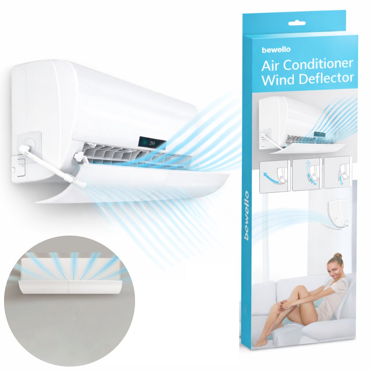 Universele intrekbare airconditioning windscherm - verstelbare winddeflector voor koude airconditioning (wit