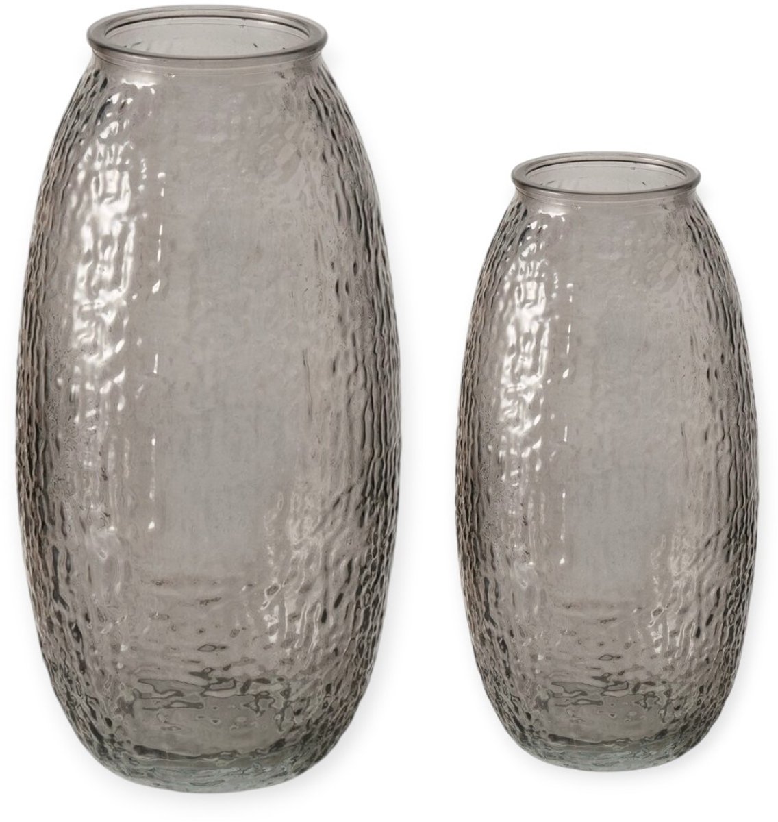 Boltze - Vaas - Bloemenvaas - Set van 2 - Glas - Blauw Grijs - 20 en 24cm hoog